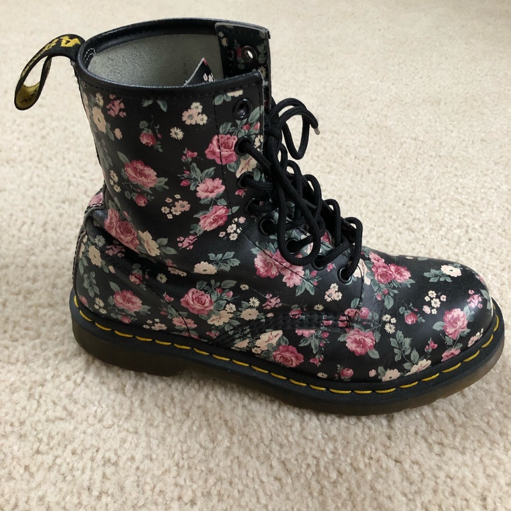 Black Flower Doc Martens